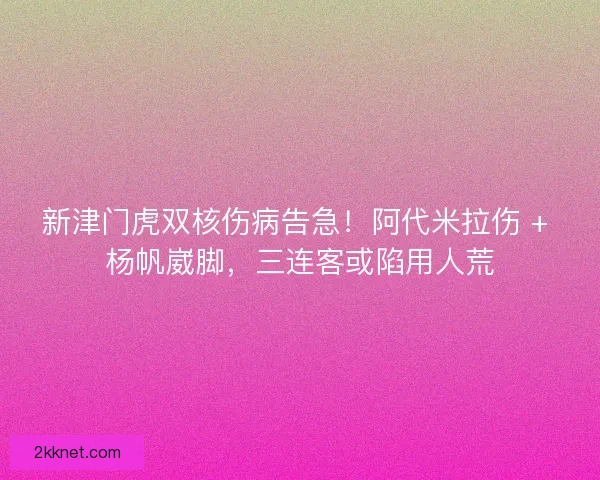 新津门虎双核伤病告急！阿代米拉伤 + 杨帆崴脚，三连客或陷用人荒